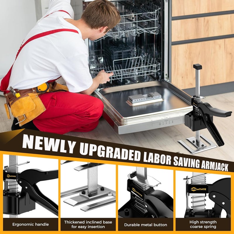 Mtnte Labor Saving Arm Jack Handle 12 in Furniture Jack Drywall Lift for Wall Tile Locator, Multi Function Height Adjustment, Door Panel, Lever Arm Tool Board Weight 330lb, Lift Range 6.7In - Image 3